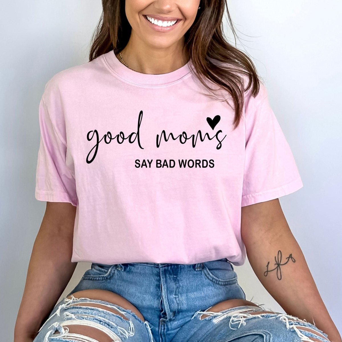 Good Moms Say Bad Words - Birthday Shirt - Bliss Birthday Shirts - Small - Pink