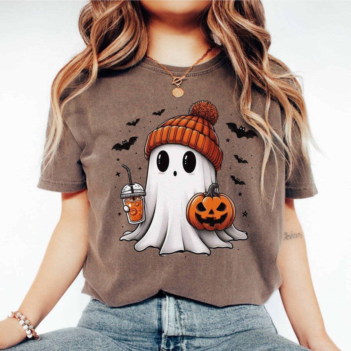 Halloween Ghost Comfort Colors Shirt, Cute Ghost Shirt - Bliss Birthday Shirts - S - Espresso