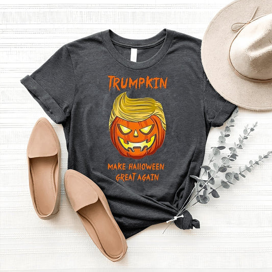 Halloween Trumpkin Shirt – Make Halloween Great Again 2024 - Bliss Birthday Shirts - Heather Dark Grey - S