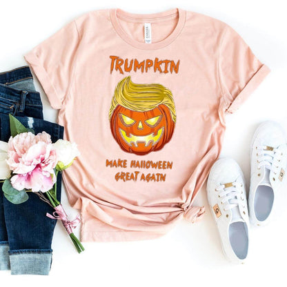 Halloween Trumpkin Shirt – Make Halloween Great Again 2024 - Bliss Birthday Shirts - Heather Peach - S