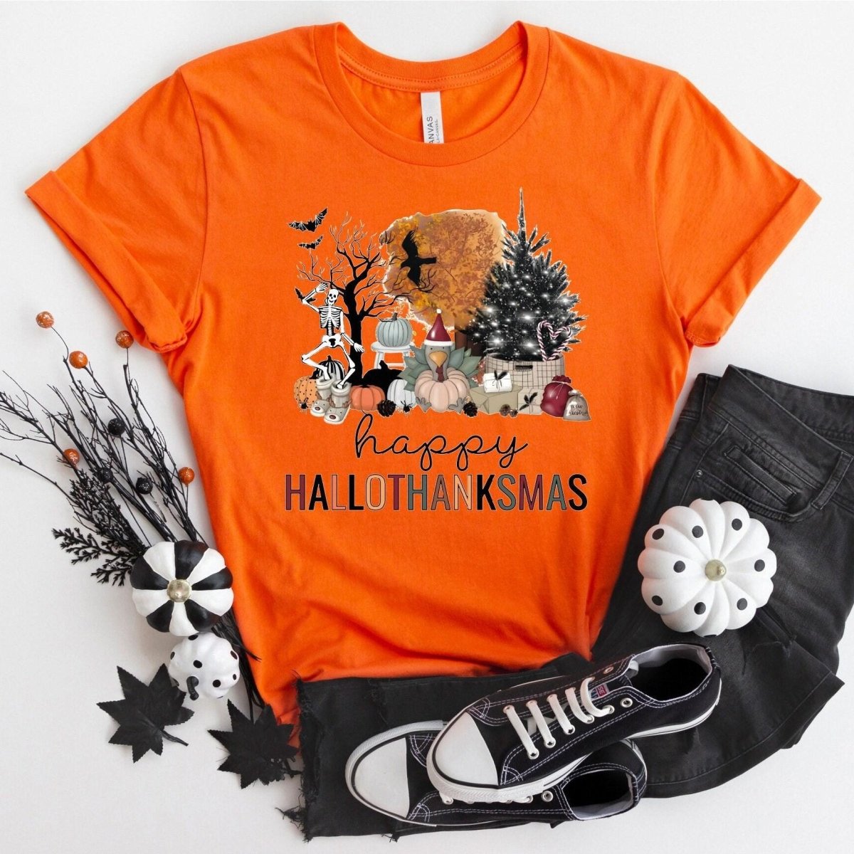 Happy Hallothanksmas Comfort Colors Shirt - Bliss Birthday Shirts - S - Autumn