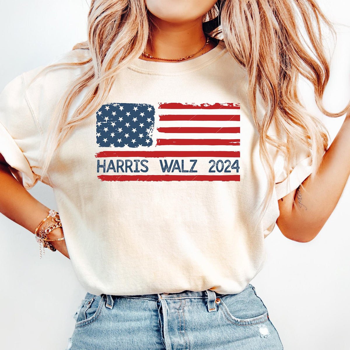 Harris Walz 2024 Shirt - Premium T - Shirt for Campaign Support - Bliss Birthday Shirts - S - White