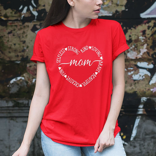 Heart with Mom - Birthday Shirt - Bliss Birthday Shirts - Small - Red