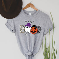 Hey Boo Halloween Shirt - Bliss Birthday Shirts - S - Athletic Heather