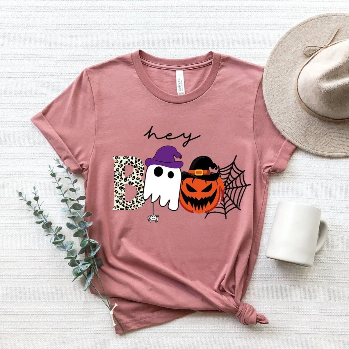 Hey Boo Halloween Shirt - Bliss Birthday Shirts - S - Heather Mauve