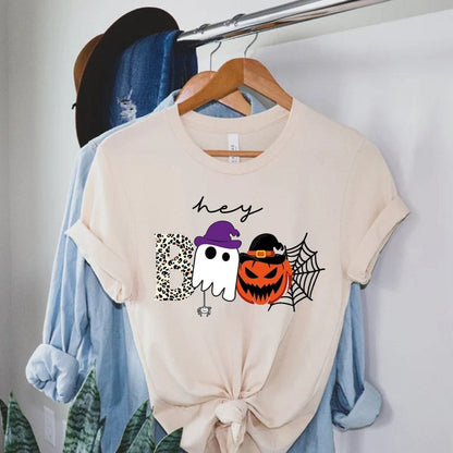 Hey Boo Halloween Shirt - Bliss Birthday Shirts - S - Sand