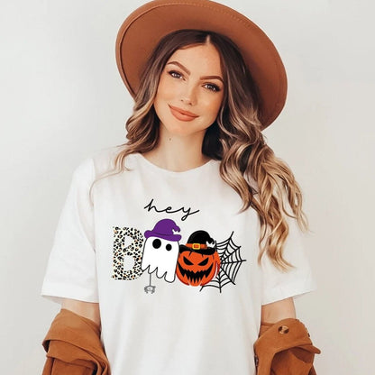 Hey Boo Halloween Shirt - Bliss Birthday Shirts - S - White