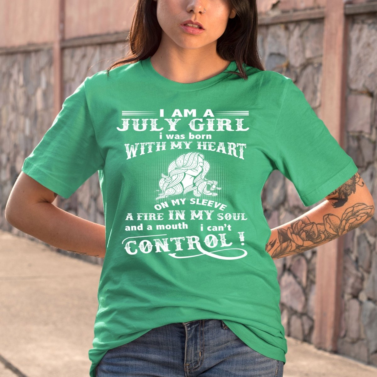 I Am a July Girl (Fire in My Soul) - Bella Canvas Birthday Shirt - Bliss Birthday Shirts - Small - Teal