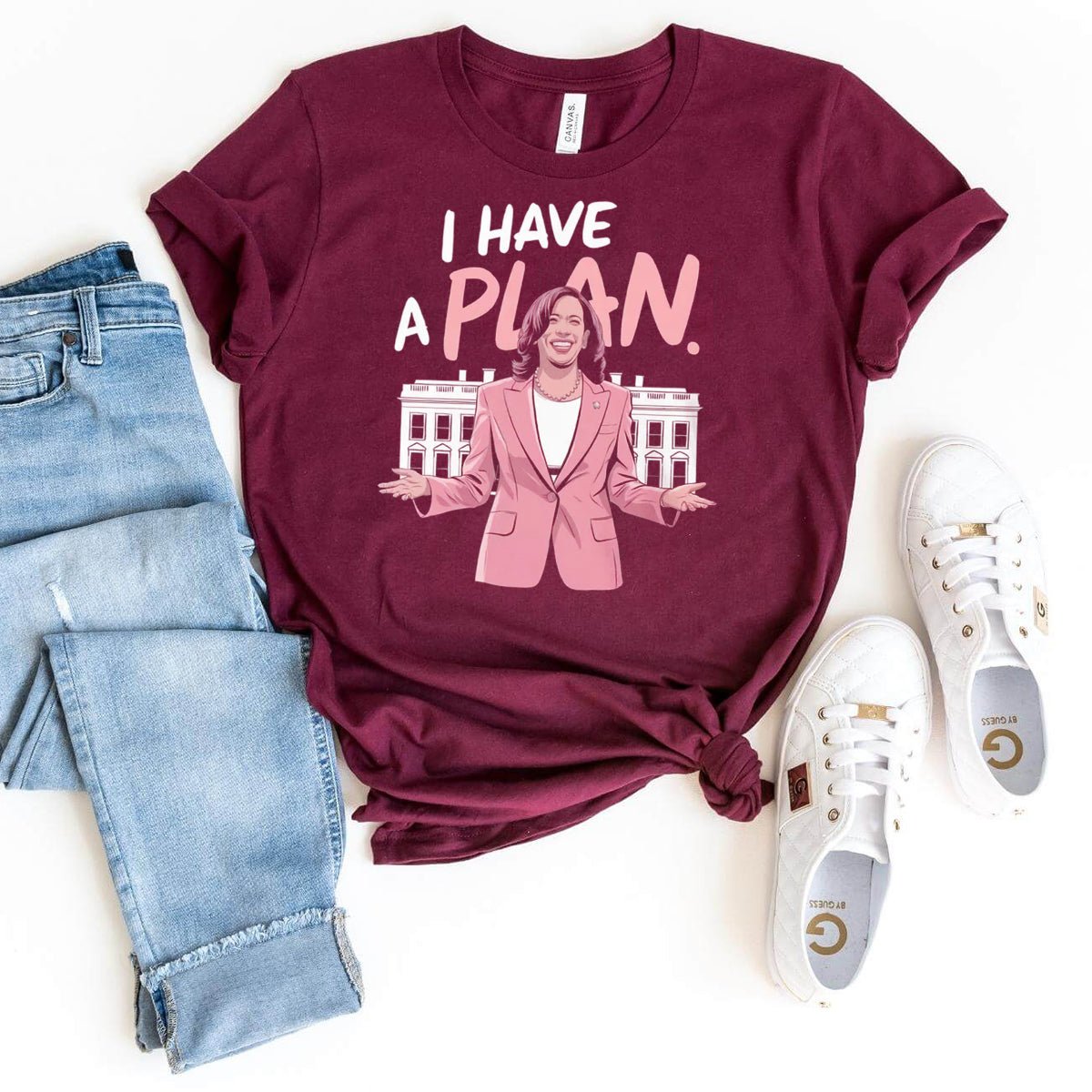 I Have A Plan Kamala Harris T-Shirt – Unisex Political Apparel - Bliss Birthday Shirts - Maroon - S