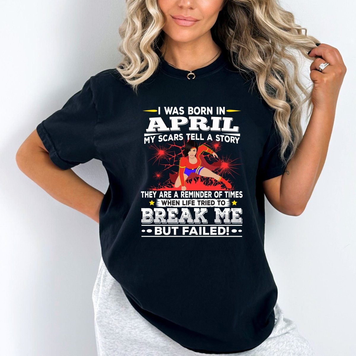 I Was Born in April - My Scars Tell a Story Birthday Bash Shirt - Bliss Birthday Shirts - Small - Black