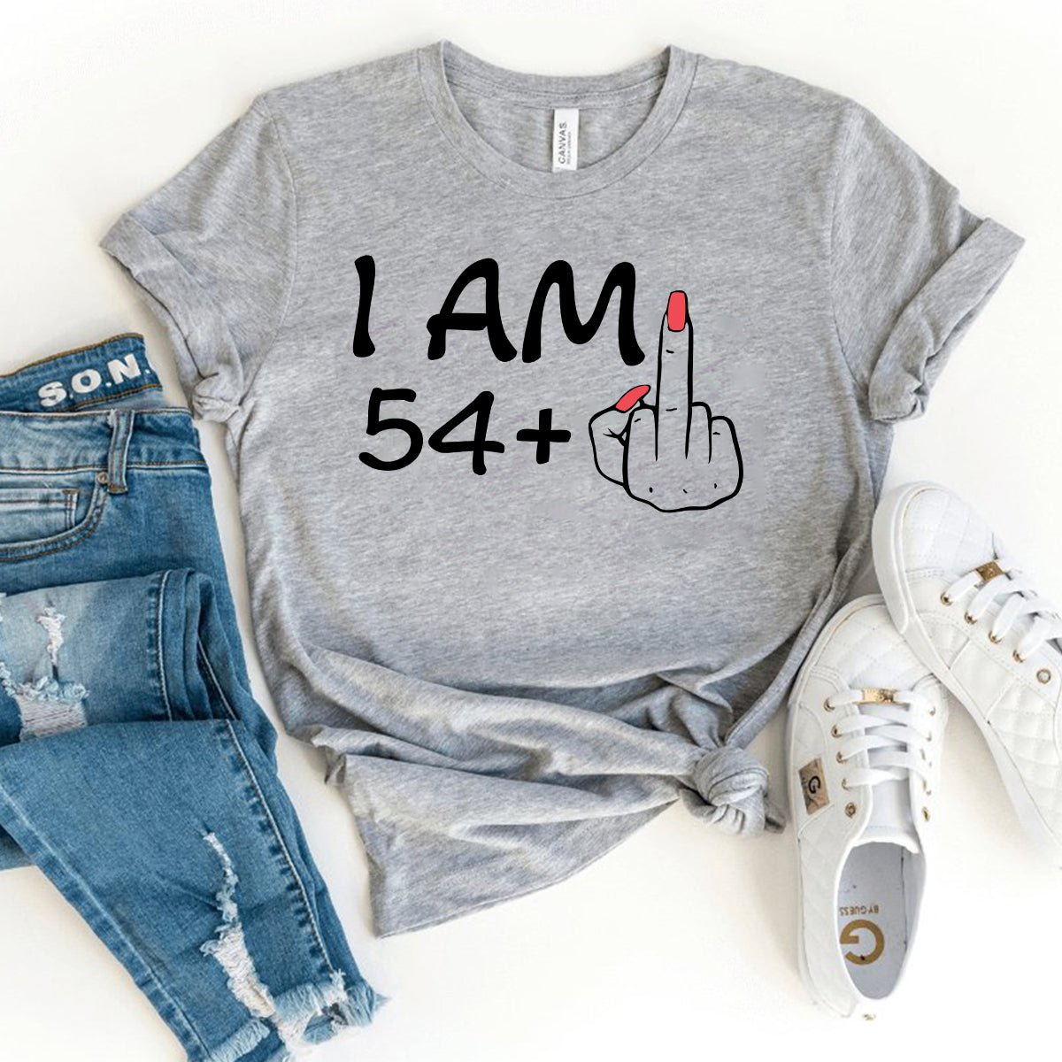 I'm 54 + 1 Birthday Shirt - Custom 55th Birthday T-Shirt - Bliss Birthday Shirts - Athletic Heather - S