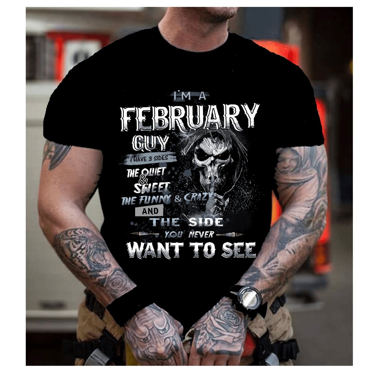 I'm a February Guy - I Have 3 Sides Birthday Shirt - Bliss Birthday Shirts - Small - Black