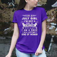 I'm a July Girl (Once in a Lifetime) - Unisex Birthday Shirt - Bliss Birthday Shirts - Small - Purple