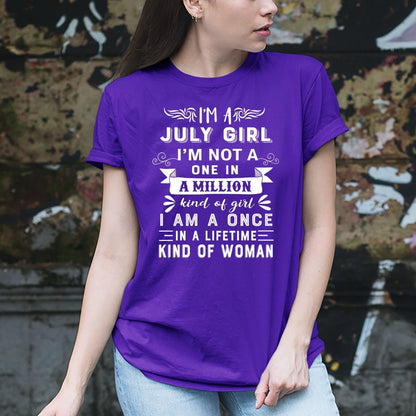 I'm a July Girl (Once in a Lifetime) - Unisex Birthday Shirt - Bliss Birthday Shirts - Small - Purple