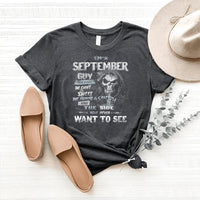 I'm a September Guy - I Have 3 Sides Birthday Shirt - Bliss Birthday Shirts - Heather Dark Grey - S