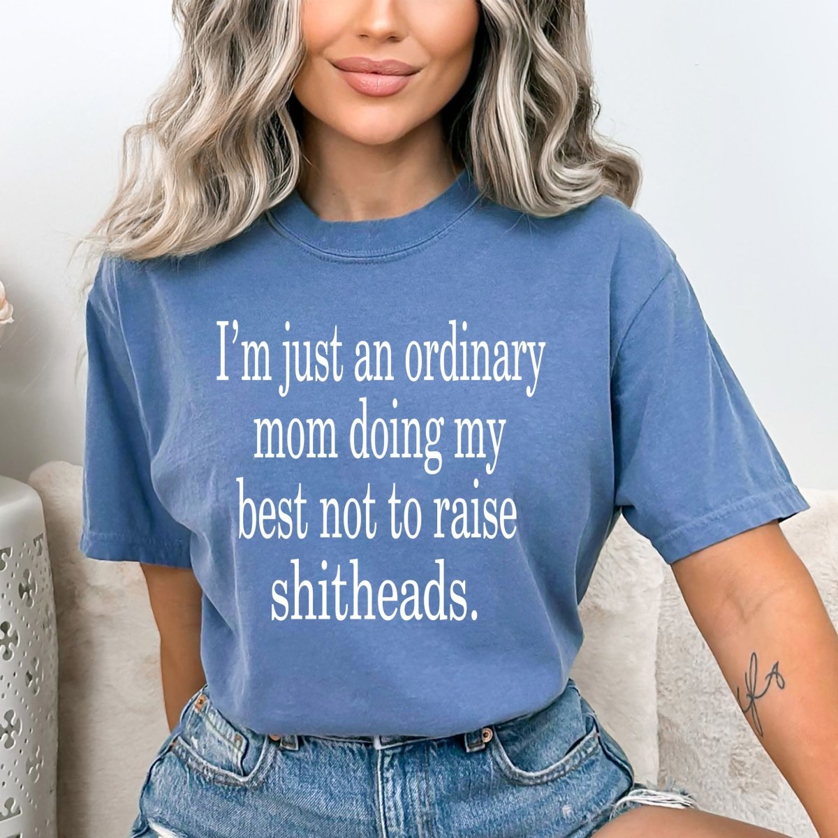 I'm Just an Ordinary Mom - Birthday Shirt - Bliss Birthday Shirts - Small - Steel Blue