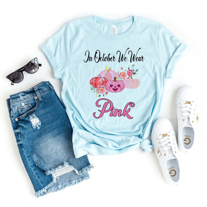 In October We Wear Pink - Birthday Shirt - Bliss Birthday Shirts - Heather Ice Blue - Small