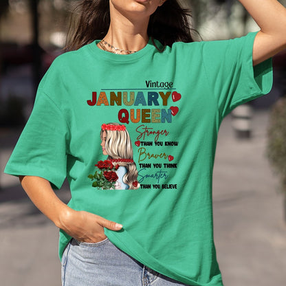 January Queen - Stronger Than You Know Bella Canvas Birthday Shirt - Bliss Birthday Shirts - Small - Teal