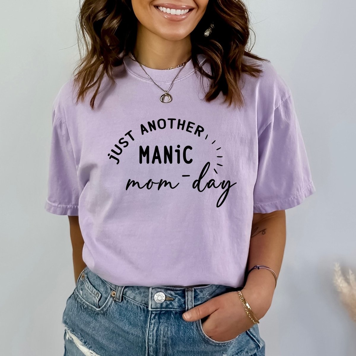 Just Another Manic Mom Day - Birthday Shirt - Bliss Birthday Shirts - Small - Lilac