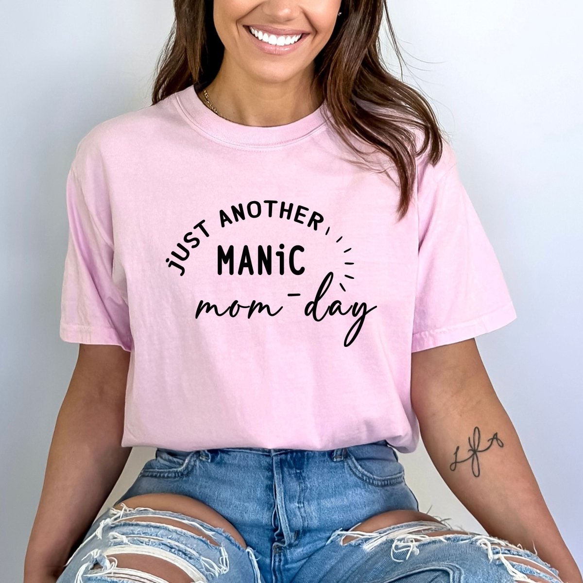 Just Another Manic Mom Day - Birthday Shirt - Bliss Birthday Shirts - Small - Pink