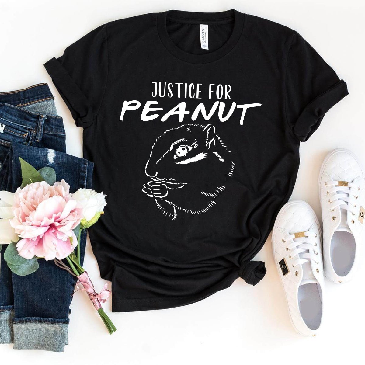 Justice for Peanut the Squirrel Shirt – Show Your Support for Peanut! - Bliss Birthday Shirts - Black - S