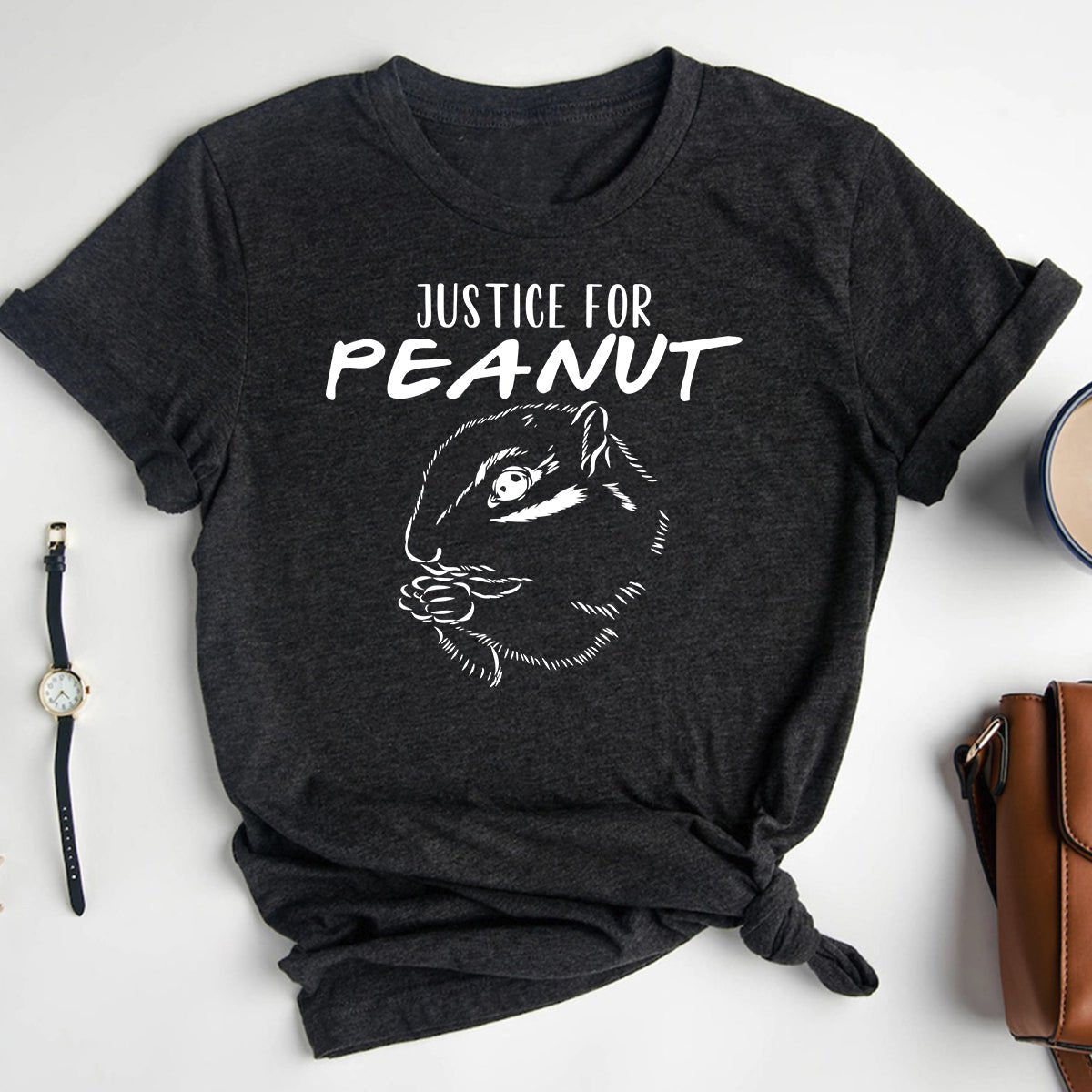 Justice for Peanut the Squirrel Shirt – Show Your Support for Peanut! - Bliss Birthday Shirts - Heather Dark Grey - S