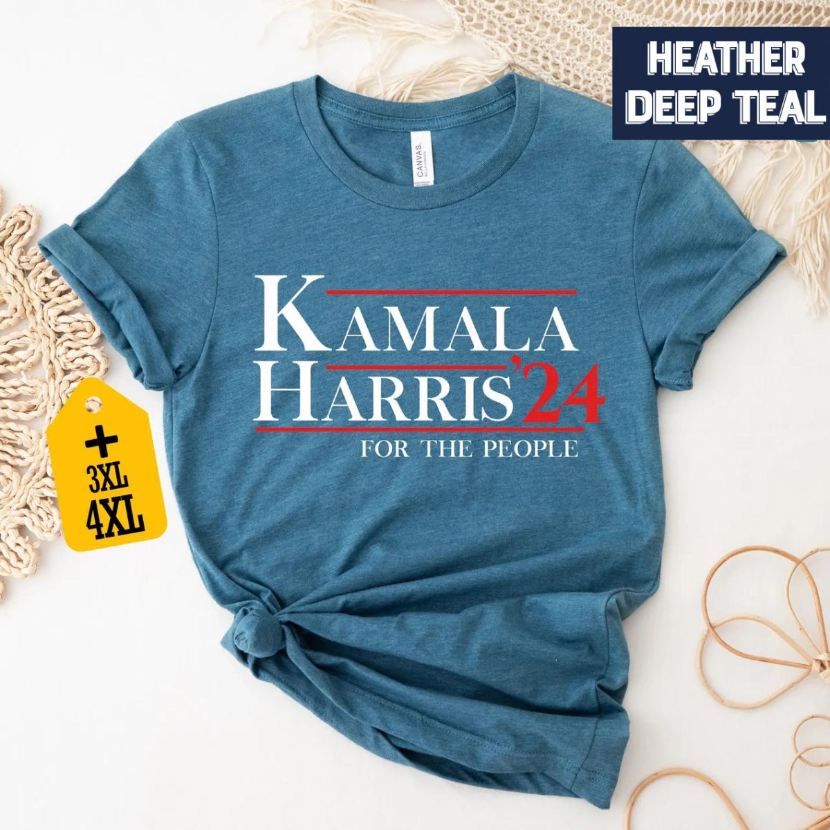 Kamala Harris 2024 Shirt - Madam President for The People - Premium T - Shirt - Bliss Birthday Shirts - S - Heather Deep Teal