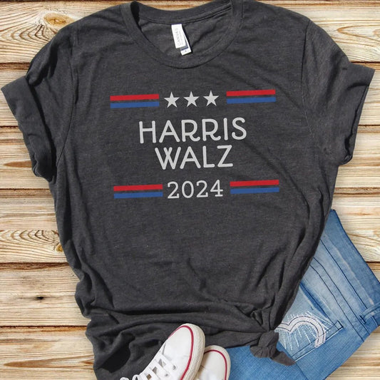 Kamala Harris Walz 2024 T - Shirt - Show Your Support with This Premium Tee - Bliss Birthday Shirts - S - Dark Grey Heather