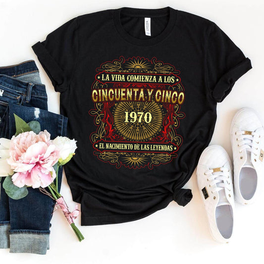 La vida comienza a los 55 - Nuevo diseño 2025 para leyendas únicas - Bliss Birthday Shirts - Black - S