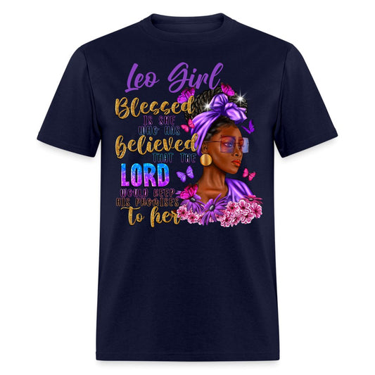 Leo Girl Blessed Birthday Shirt - Custom T - Shirt - Bliss Birthday Shirts - Navy - S