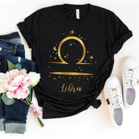 Libra Unisex Birthday Shirt - Custom Zodiac T - Shirt - Bliss Birthday Shirts - Black - S