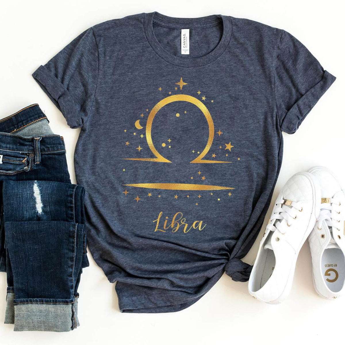 Libra Unisex Birthday Shirt - Custom Zodiac T - Shirt - Bliss Birthday Shirts - Navy - S