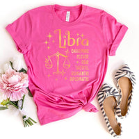 Libra Zodiac Unisex Shirt - Custom Birthday T-Shirt - Bliss Birthday Shirts - Charity Pink - S