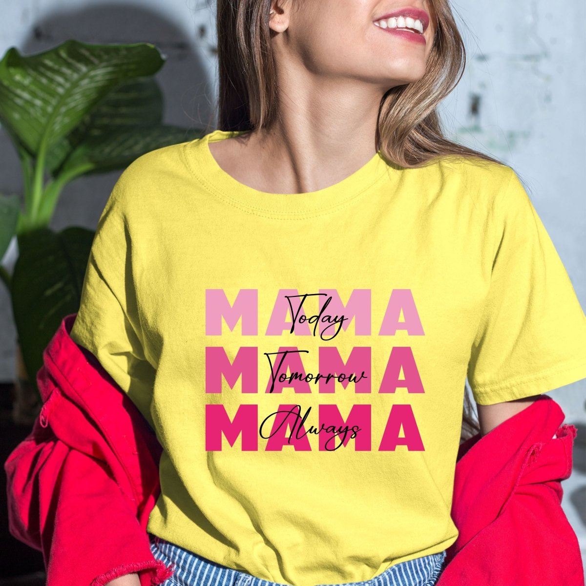 Mama Today Tomorrow Always - Birthday Shirt - Bliss Birthday Shirts - Small - Maize Yellow