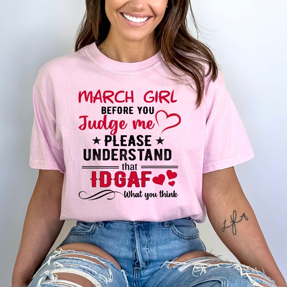 March Girl (You Judge Me) - Bella Canvas Birthday Shirt - Bliss Birthday Shirts - Small - Pink