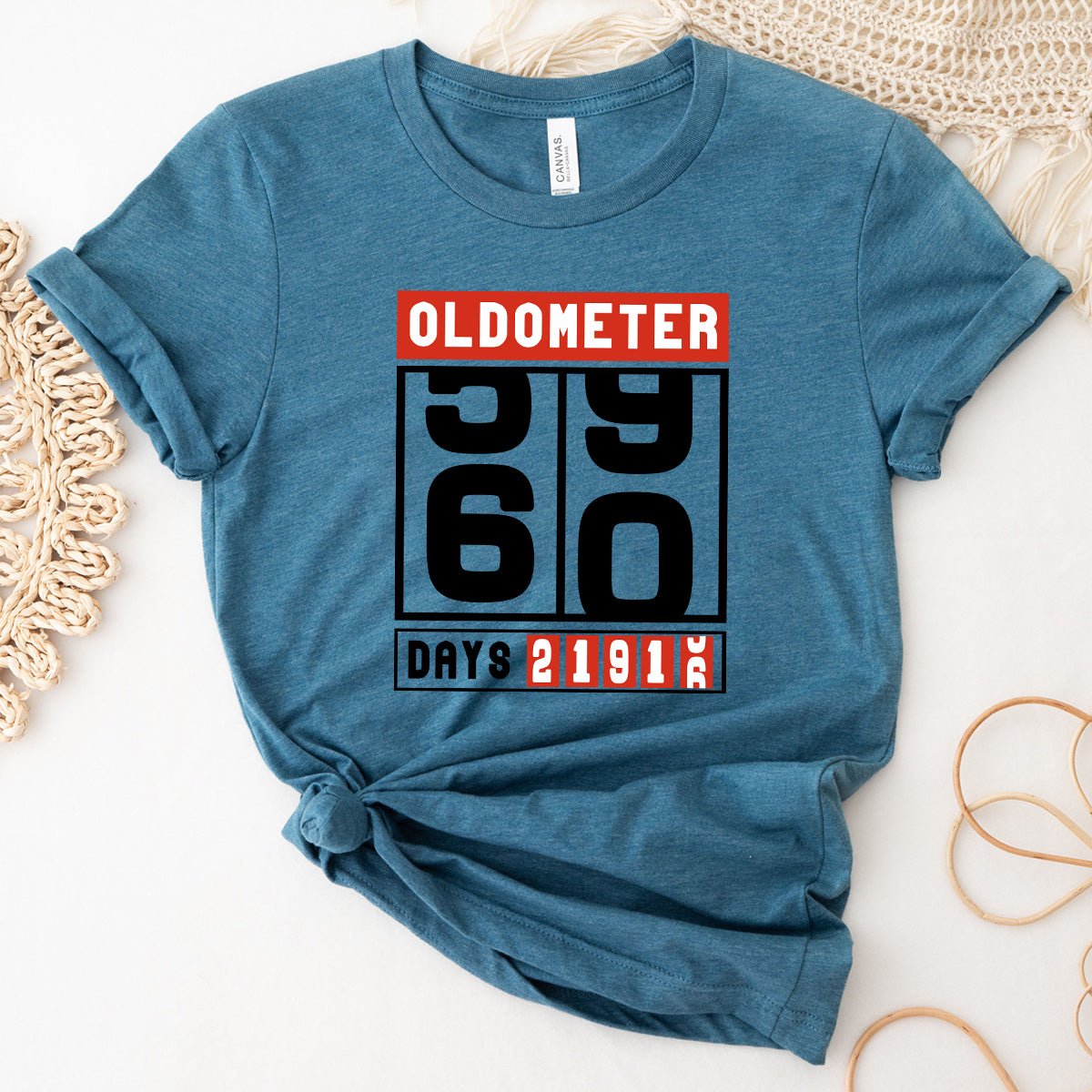 Mark 60 Years in Style with the Oldometer 60th Shirt – Perfect 60th Birthday Gift - Bliss Birthday Shirts - Heather Deep Teal - S