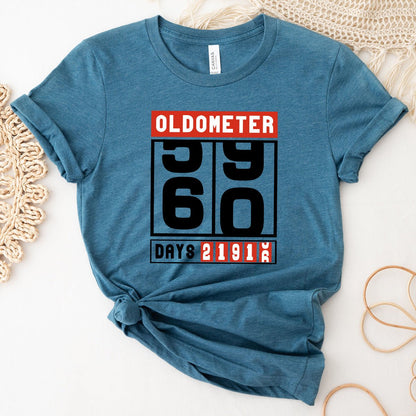 Mark 60 Years in Style with the Oldometer 60th Shirt – Perfect 60th Birthday Gift - Bliss Birthday Shirts - Heather Deep Teal - S