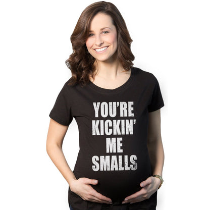 Maternity T Shirt - Kickin Me Smalls Womens Tee - Bliss Birthday Shirts - S - Black