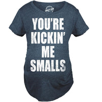 Maternity T Shirt - Kickin Me Smalls Womens Tee - Bliss Birthday Shirts - S - Heather Purple