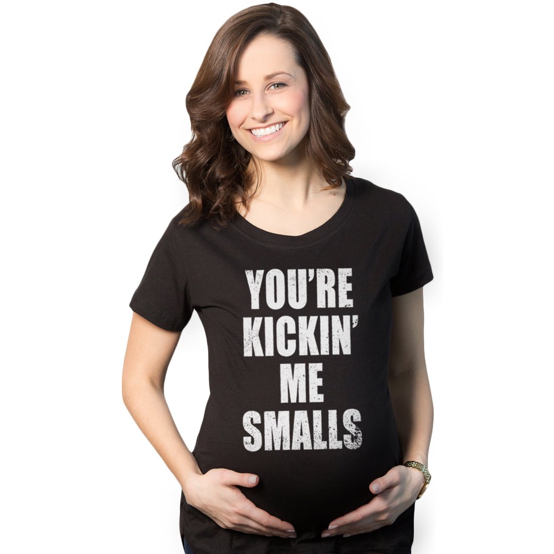 Maternity T Shirt - Kickin Me Smalls Womens Tee - Bliss Birthday Shirts - S - Heather Purple