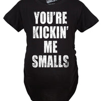 Maternity T Shirt - Kickin Me Smalls Womens Tee - Bliss Birthday Shirts - S - Heather Purple