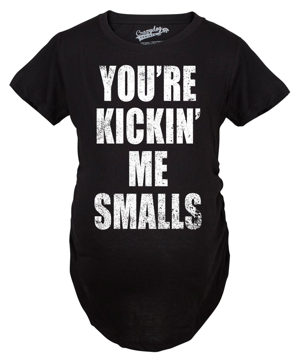 Maternity T Shirt - Kickin Me Smalls Womens Tee - Bliss Birthday Shirts - S - Heather Purple