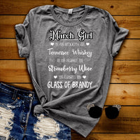 May Girl - Smooth as Whiskey Warm as Brandy Birthday Shirt - Bliss Birthday Shirts - Small - Grey