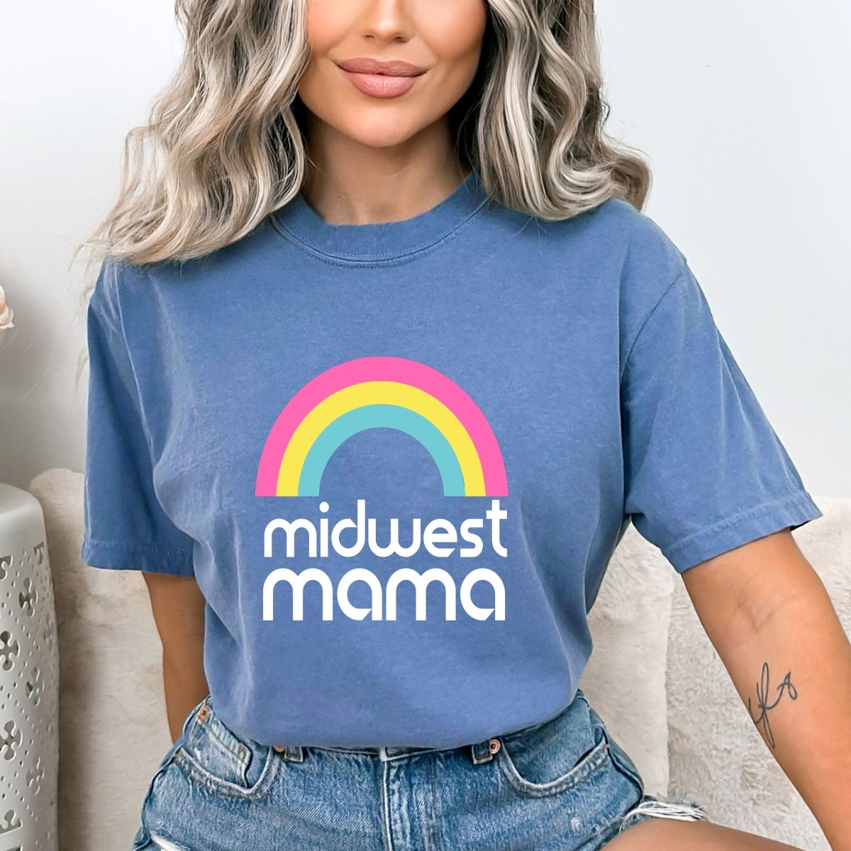 Midwest Mama - Birthday Shirt - Bliss Birthday Shirts - Small - SteelBlue