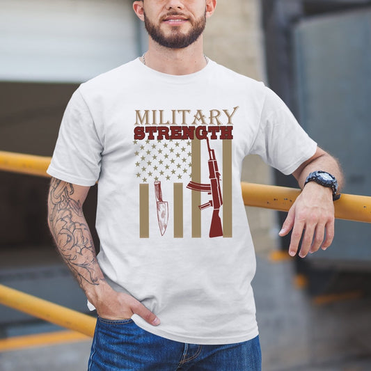 Military Strength - Men's Birthday Shirt - Bliss Birthday Shirts - Small - White