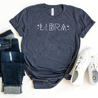 Modern Libra Zodiac T-Shirt – Perfect Birthday Gift for Astrology Fans - Bliss Birthday Shirts - Heather Navy - S