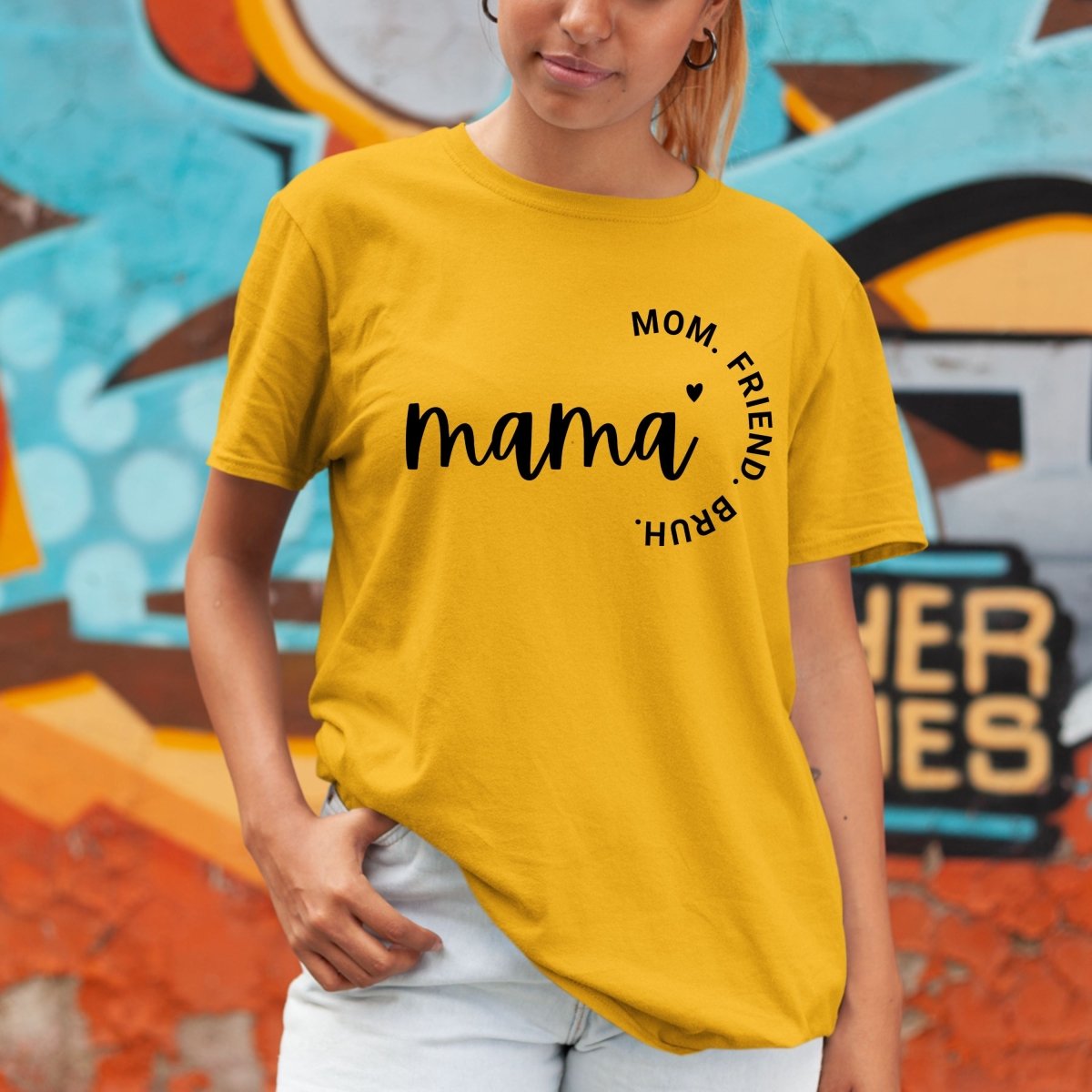 Mom. Friend. Bruh - Unisex Birthday Shirt - Bliss Birthday Shirts - Small - Gold