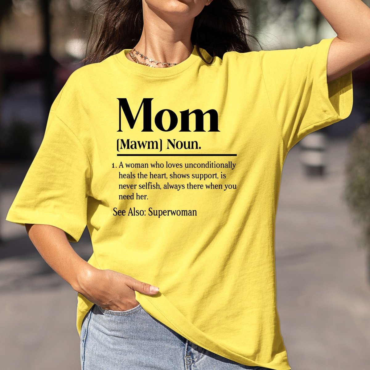 Mom (Superwoman) - Birthday Shirt - Bliss Birthday Shirts - Small - Maize Yellow