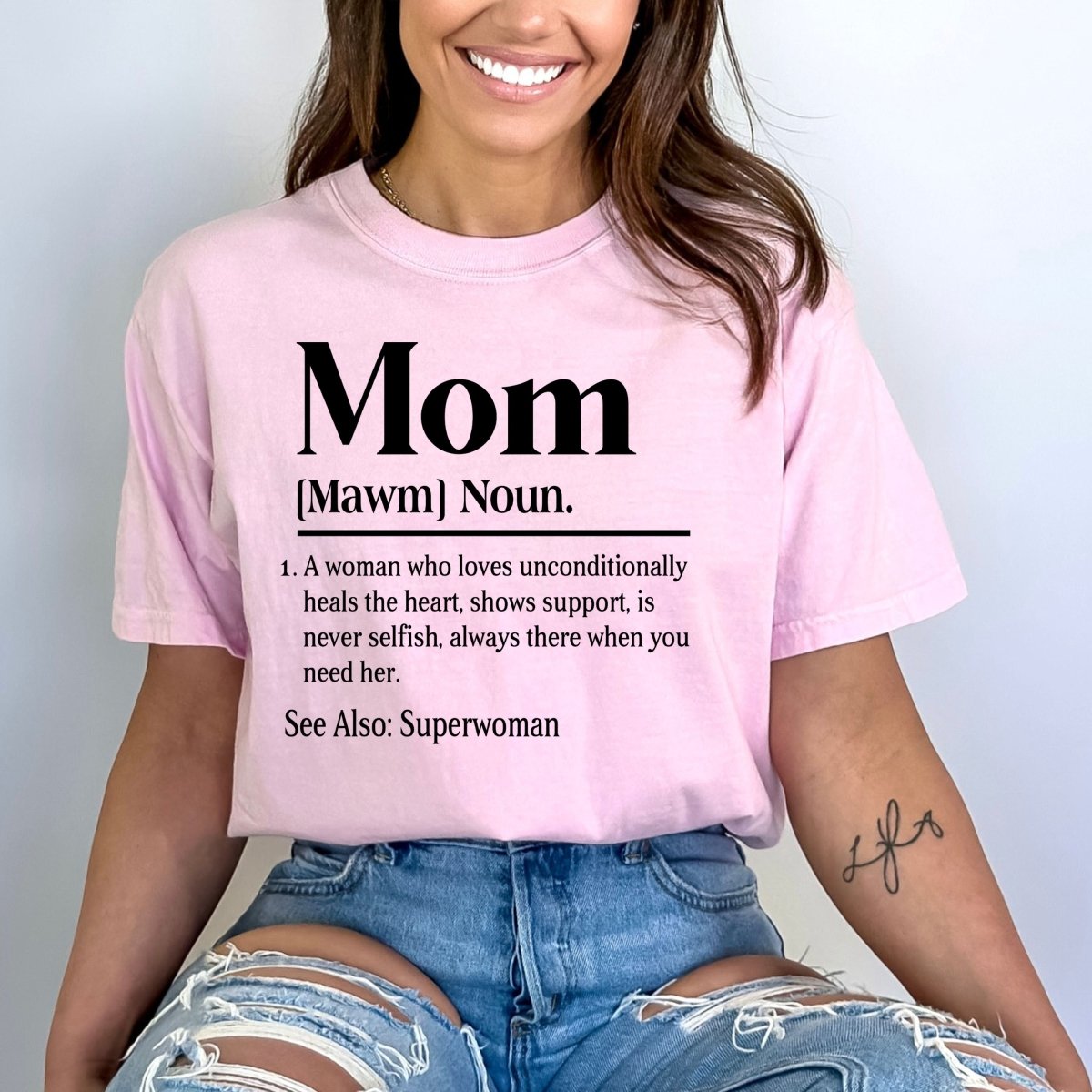 Mom (Superwoman) - Birthday Shirt - Bliss Birthday Shirts - Small - Pink