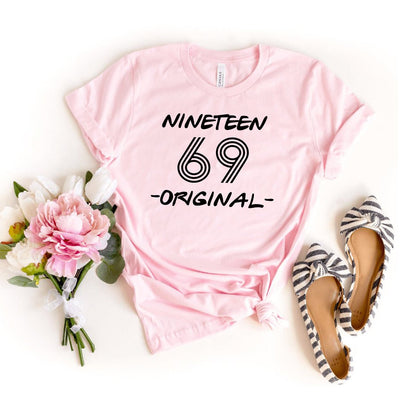 Nineteen 69 - Original 55th Shirt – Original Design for Milestone Birthdays - Bliss Birthday Shirts - Light Pink - S